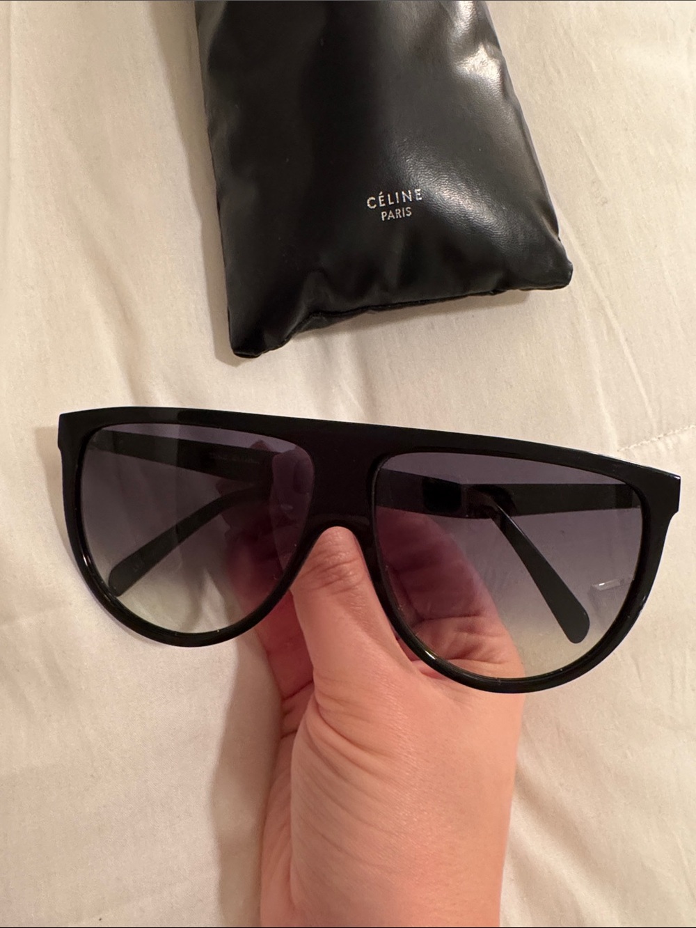 Celine Black Shield Sunglasses with Gradient Lenses